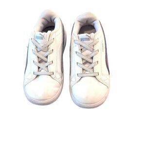 PUMA Kids' Sneakers Size 10C | White Iridescent Striped Athletic Shoes GUC